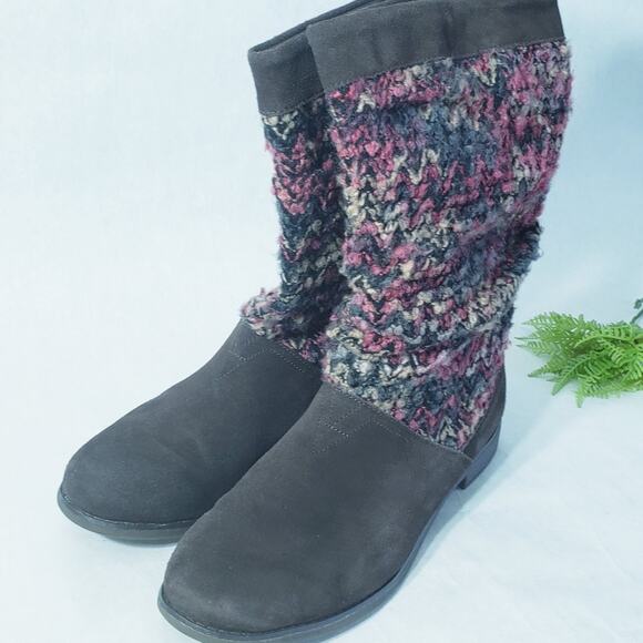 TOMS Serra Dark Brown Suede Textile Boots Booties SIZE 10 Brown Multicolor - Picture 4 of 10